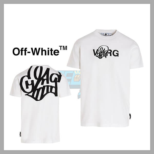オフホワイト x Katsu Fatlock ロゴ Tシャツ 偽物 ホワイト 21072208