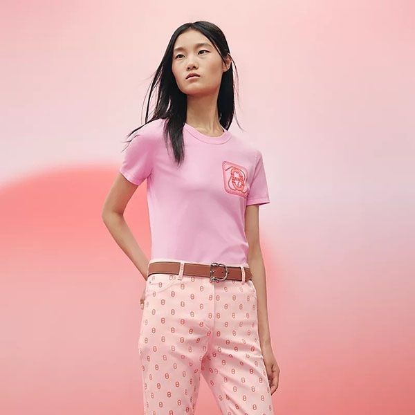 《大人気》エルメス 鐙の幻想 Canoe プリント マイクロ Tシャツ 偽物 H3E4625D